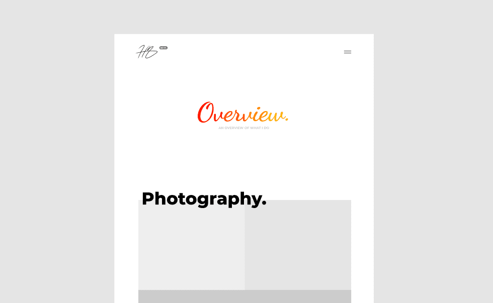 Prototype design of the 1st iteration of my portfolio website